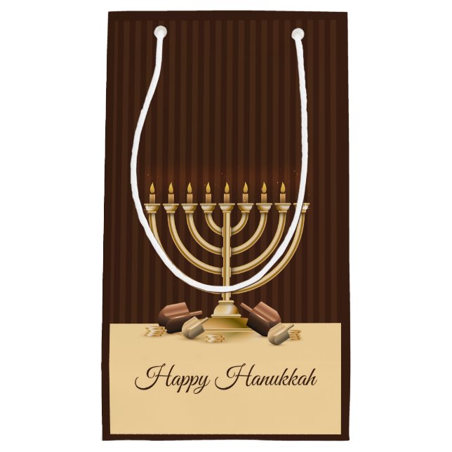 Golden Menorah Hanukkah Kleine Geschenktüte (Vorderseite)