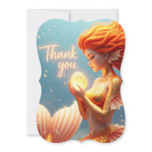 Golden Mermaid Dankeschön Karte | Ocean Fantasy Ar