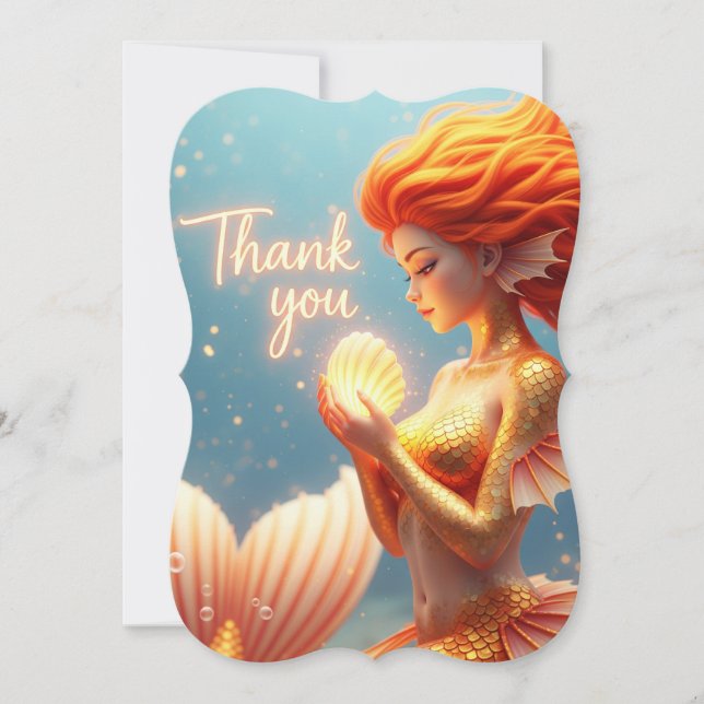 Golden Mermaid Dankeschön Karte | Ocean Fantasy Ar (Vorderseite)