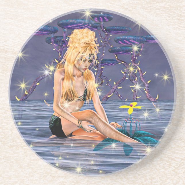 Golden Mermaid Sandstein Untersetzer (Vorne)