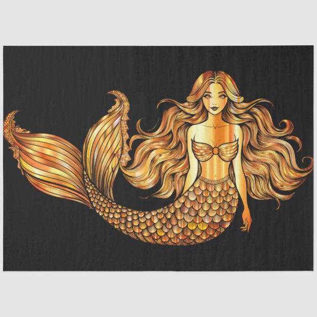 Golden Mermaid Tissue Paper Seidenpapier (Vorderseite)