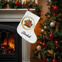 Golden Merry Christmas Personalized Stocking