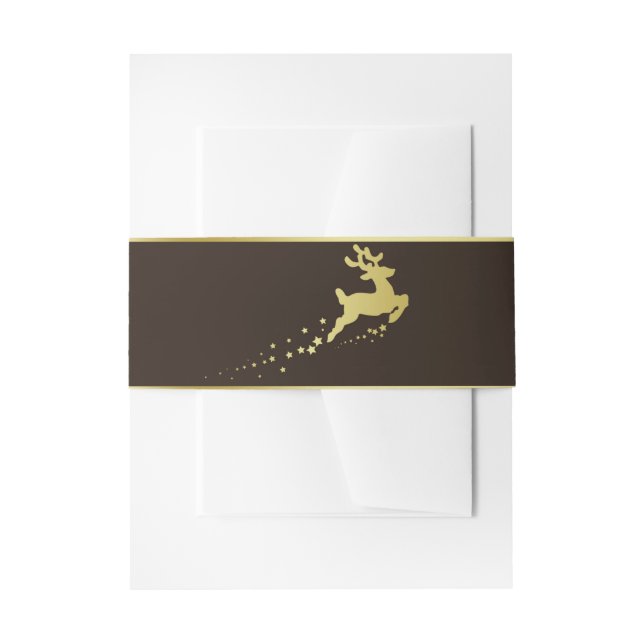 Golden Merry Christmas Reindeer Einladungsbanderole (Vorderseite Beispiel)