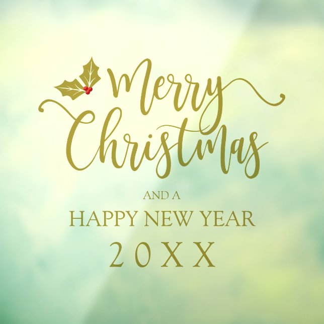 Golden Merry Christmas Whimsical Typography Quote  Fensteraufkleber (Blatt 3)