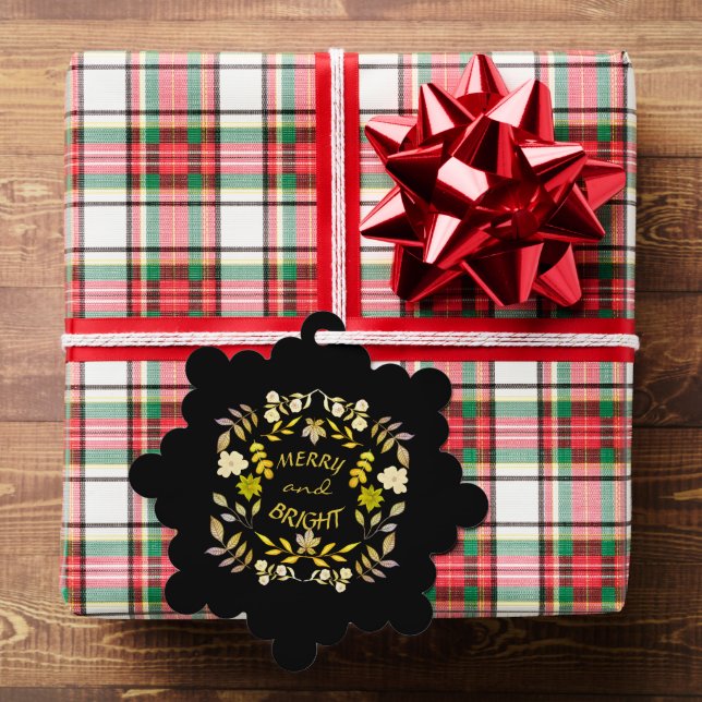 GOLDEN MERRY UND BRIGHT personalisiert Ornament Karte (Insitu (Geschenk))