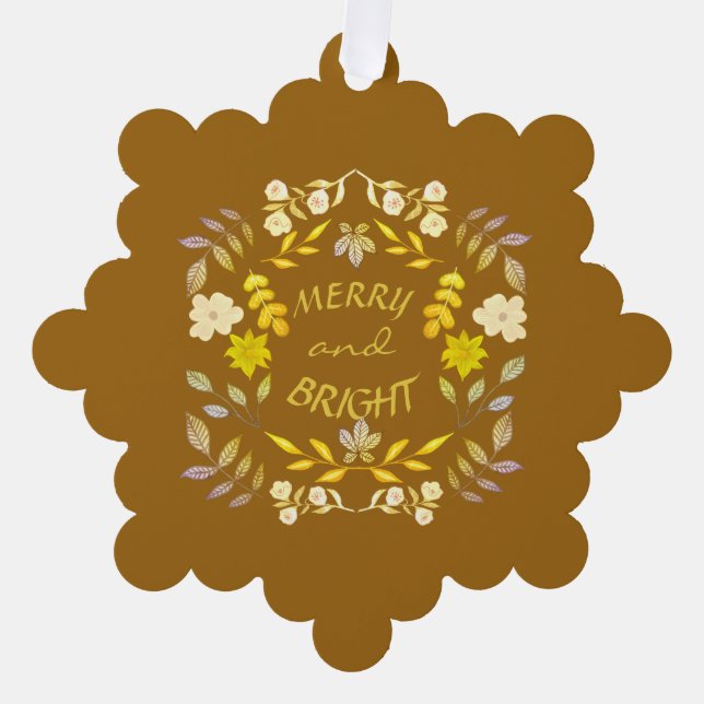 GOLDEN MERRY UND BRIGHT personalisiert Ornament Karte (Vorderseite)