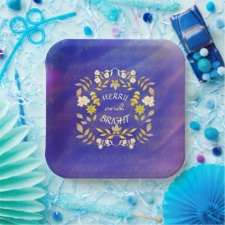 GOLDEN MERRY UND BRIGHT personalisiert Pappteller