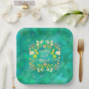 GOLDEN MERRY UND BRIGHT personalisiert Pappteller