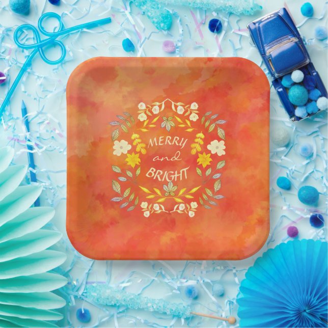 GOLDEN MERRY UND BRIGHT personalisiert Pappteller (Party)