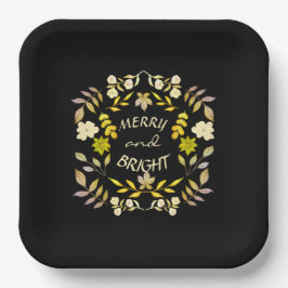 GOLDEN MERRY UND BRIGHT personalisiert Pappteller