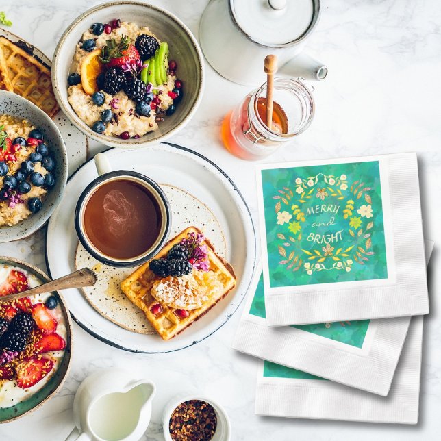 GOLDEN MERRY UND BRIGHT personalisiert Serviette (Von Creator hochgeladen)