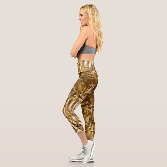 Golden Metalic Pattern Capri Leggings (Links)