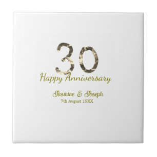 Golden Metallic 30. Glückliches Jubiläum Name hinz Fliese