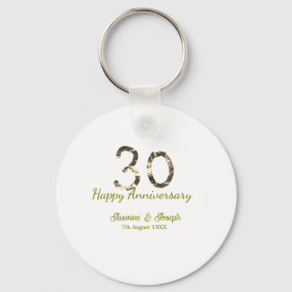 Golden Metallic 30th Happy anniversary add name Schlüsselanhänger