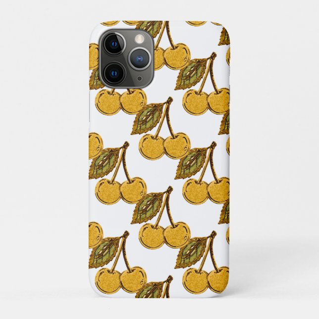 Golden Metallic Cherries Pattern Case-Mate iPhone Hülle (Rückseite)
