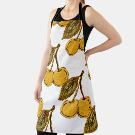 Golden Metallic Cherries Pattern Schürze