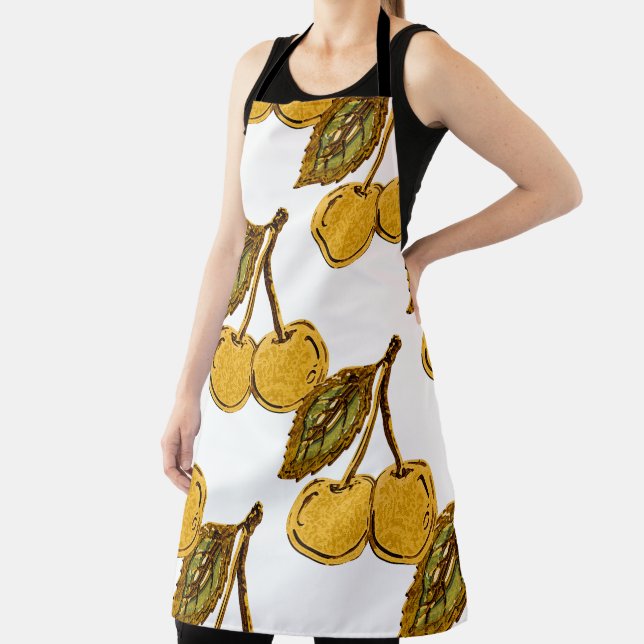 Golden Metallic Cherries Pattern Schürze (InSitu)