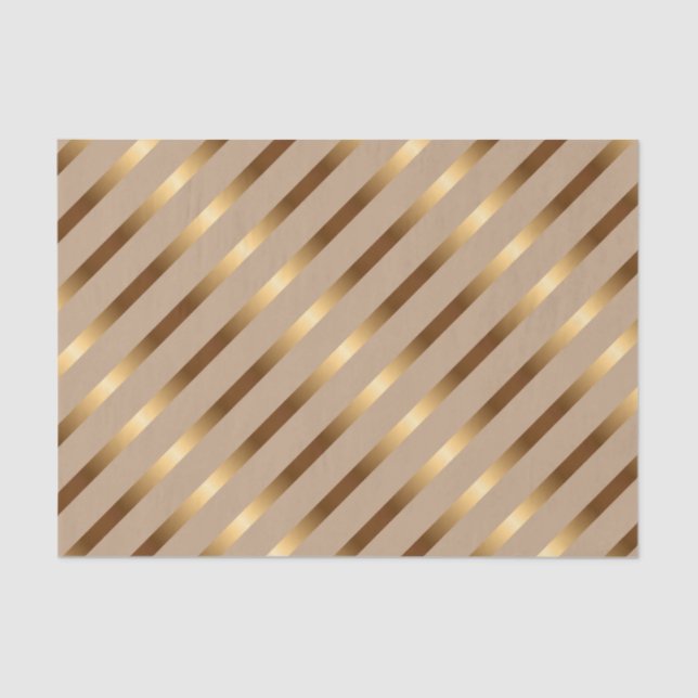 Golden Metallic Diagonal Stripes Seidenpapier (Vorderseite)
