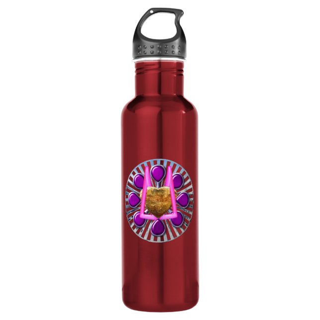 Golden Metallic Heart Stand Edelstahlflasche (Vorderseite)