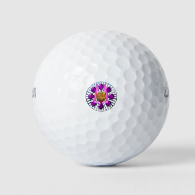 Golden Metallic Heart Stand Golfball (Vorderseite)