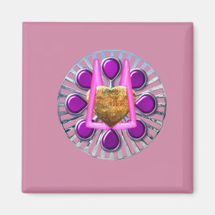 Golden Metallic Heart Stand Magnet