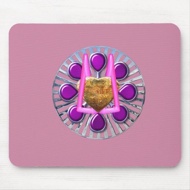 Golden Metallic Heart Stand Mousepad (Vorne)
