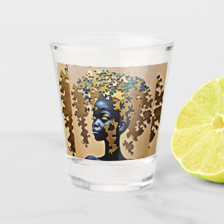 Golden Mind Awakening – Puzzle Soul Goddess Art Schnapsglas