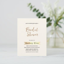 Golden Minimalistisch Bridal Dusche Einladung