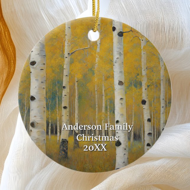 Golden Modern Aspen Trees Keramik Ornament (Von Creator hochgeladen)
