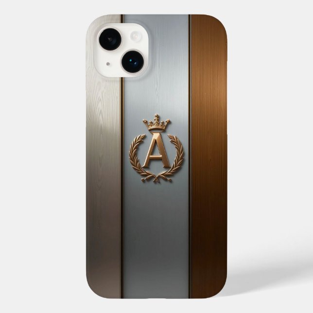 Golden Monogram Emblem A Case-Mate iPhone 14 Plus Hülle (Rückseite)