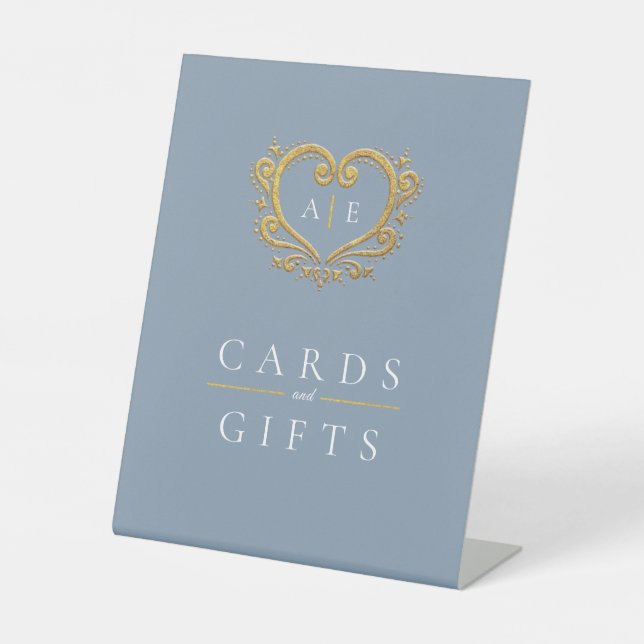 Golden monogram Hochzeitskarten und Geschenke dust Sockelschild (Vorderseite)