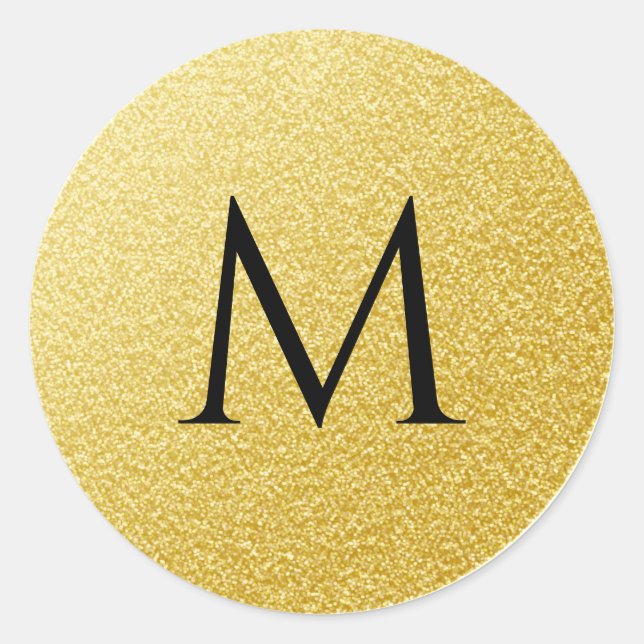 Golden Monogram Letter Gold Glitzer Sparkle Runder Aufkleber (Vorderseite)