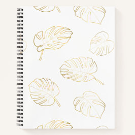 Golden Monstera Blätter Pattern Notebook Notizbuch