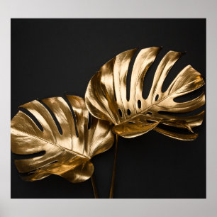 Golden Monstera: Luxuriöse künstlerische Kompositi Poster