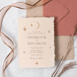 Golden Moon Celestial Boho Wedding Qr Code Einladung