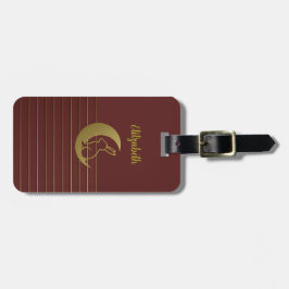Golden Moon & Rabbit auf dem Deep Red Luggage Tag Gepäckanhänger