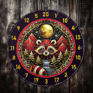 Golden Moon Shines auf dem Roten Raccoon Dartscheibe