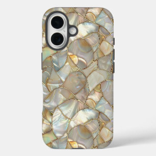 Golden Mosaic Style Mother Pearl Protective iPhone 16 Hülle