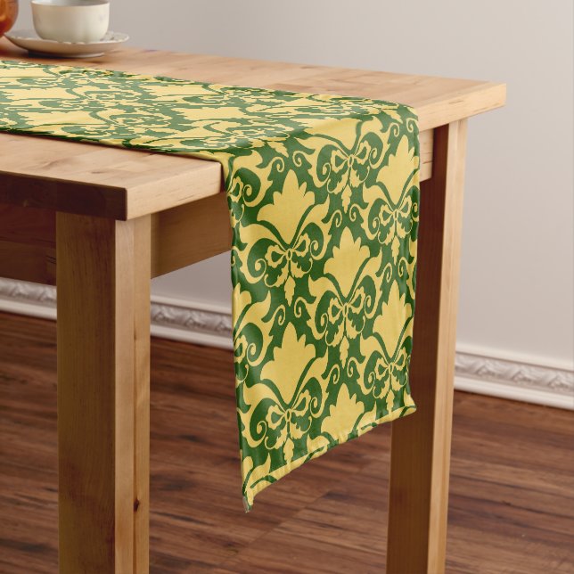 Golden Moss Damask Bows Kurzer Tischläufer (Beispiel)