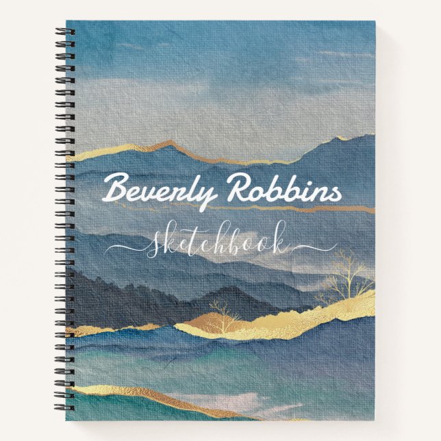 Golden Mountain Personalisiert Sketchbook Notizbuch (Vorderseite)
