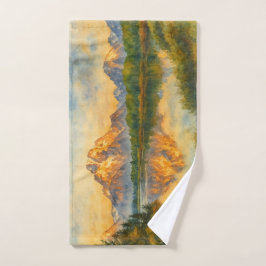 Golden Mountain Reflektion Wasserfarbene Landschaf Handtuch