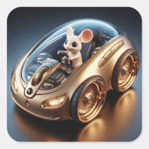 Golden Mouse-Mobile: Die Mission einer kleinen Mau Quadratischer Aufkleber
