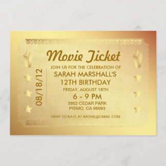 Golden Movie Ticket Einladung