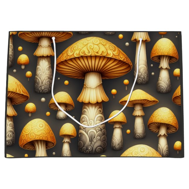 Golden Mushrooms Große Geschenktüte (Vorderseite)