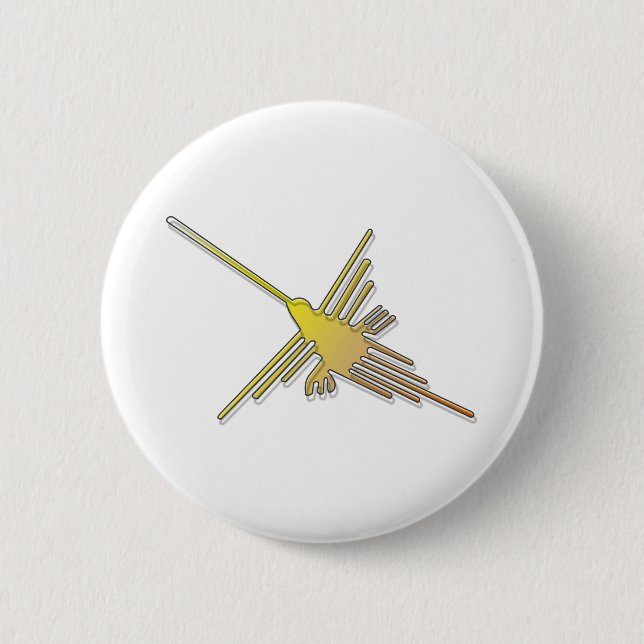 Golden Nazca Lines Hummingbird Button (Vorderseite)