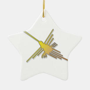 Golden Nazca Lines Hummingbird Keramik Ornament