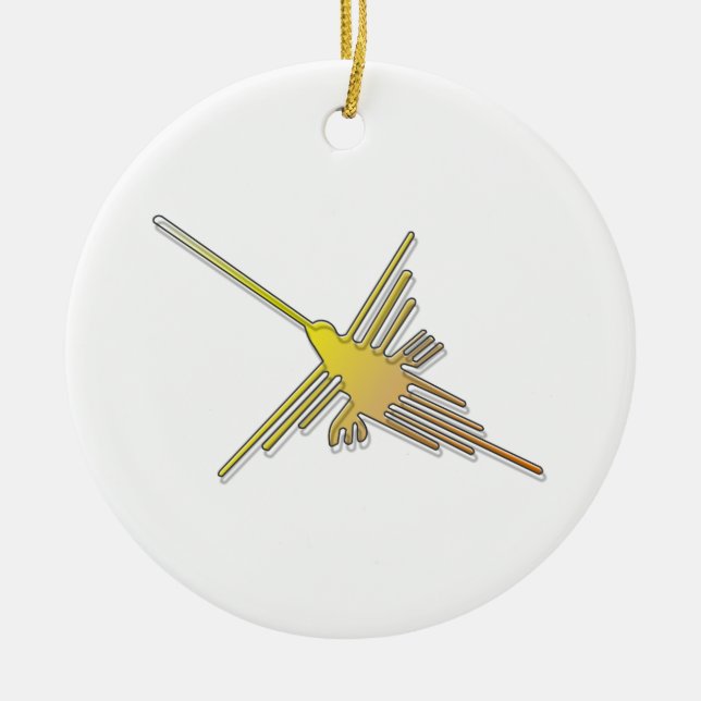 Golden Nazca Lines Hummingbird Keramikornament (Vorne)