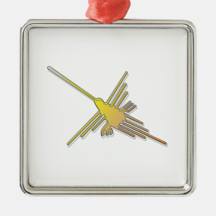 Golden Nazca Lines Hummingbird Silbernes Ornament