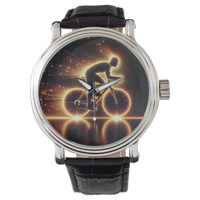 Golden Neon Bicycle Armbanduhr (Vorderseite)