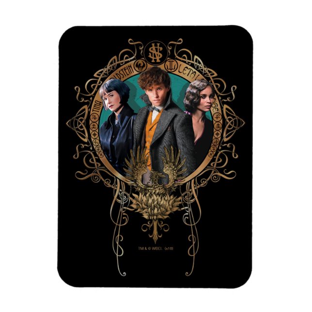 Golden Newt, Tina, and Leta Art Deco Portrait Magnet (Vertikal)